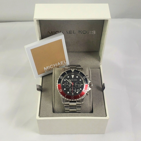 Michael Kors Accessories New Michael Kors Everest Black Red Silver